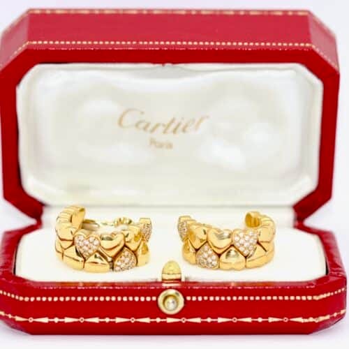 Cartier Double Heart Coeur Herz Diamant Ohrringe