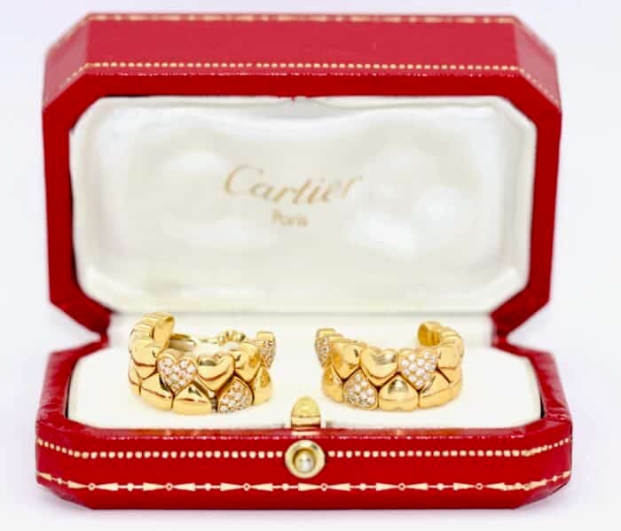 Cartier Double Heart Coeur Herz Diamant Ohrringe